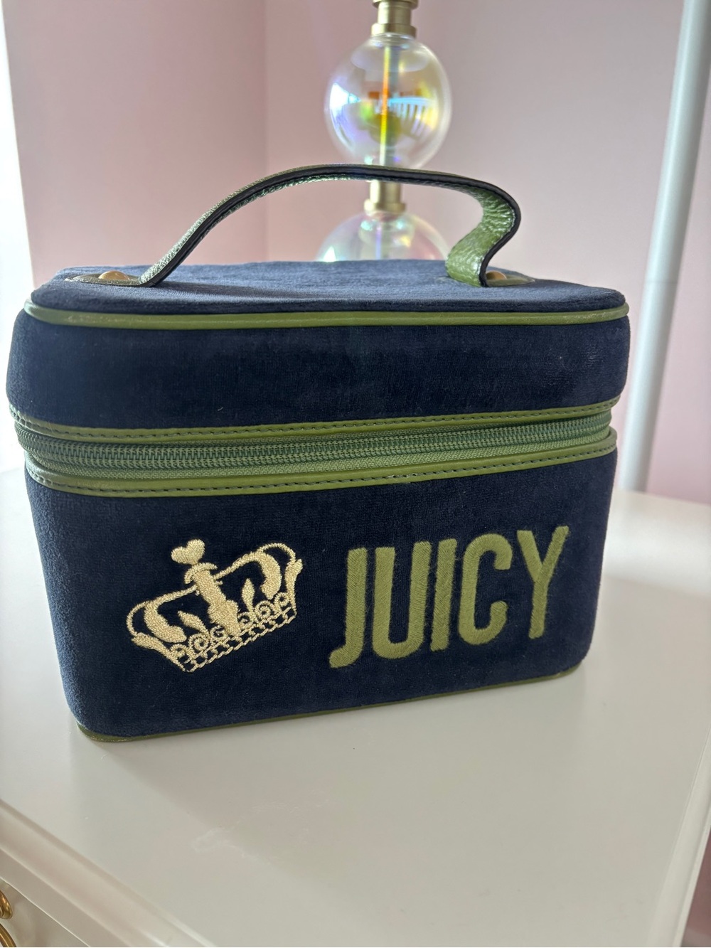 RARE 🌟Y2K JUICY Couture Navy & Olive Velvet TRAIN Case